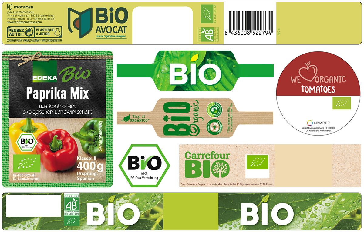 Europack productos: etiquetas adhesivas Bio (ecológicas y compostables)